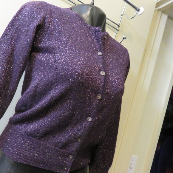 HILLARD & HANSON DARK PLUM CARDIGAN SWEATER/ XSMAL - Picture 2 of 8